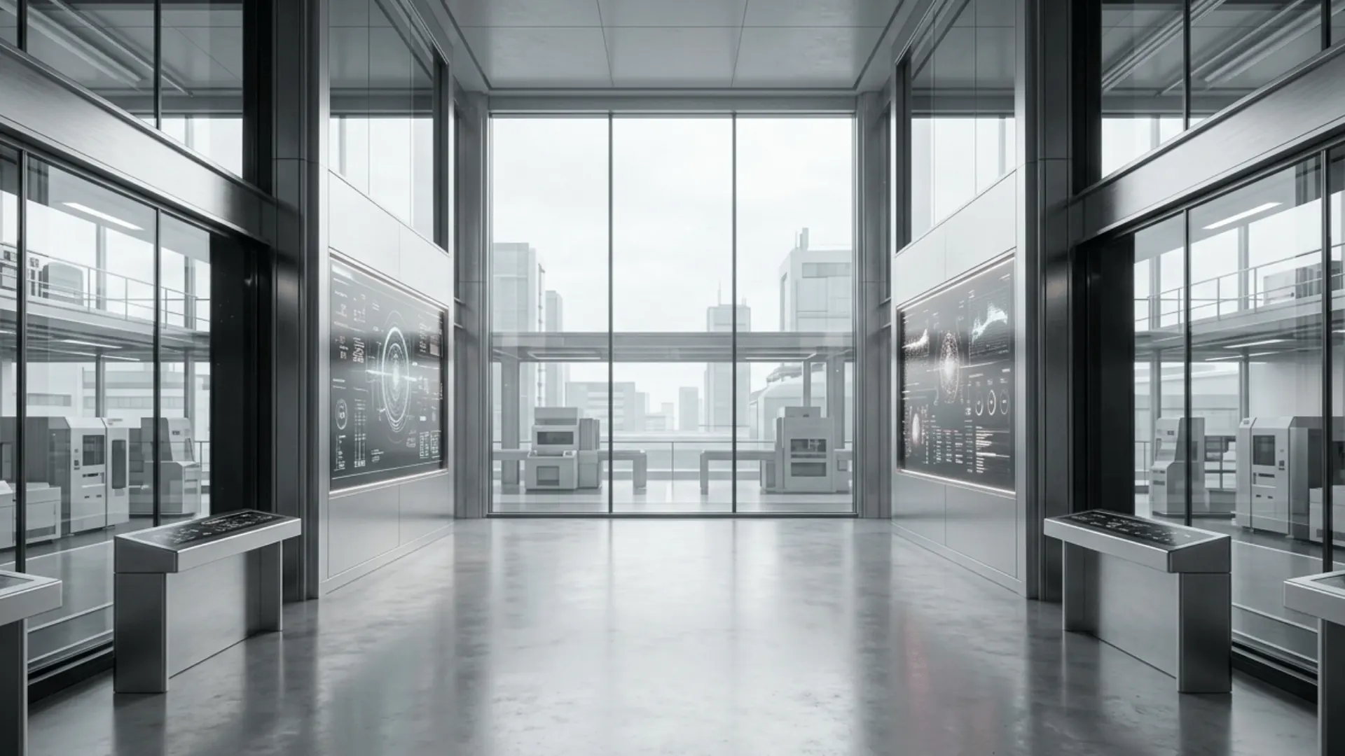 Open office with clean information systems and document workflows