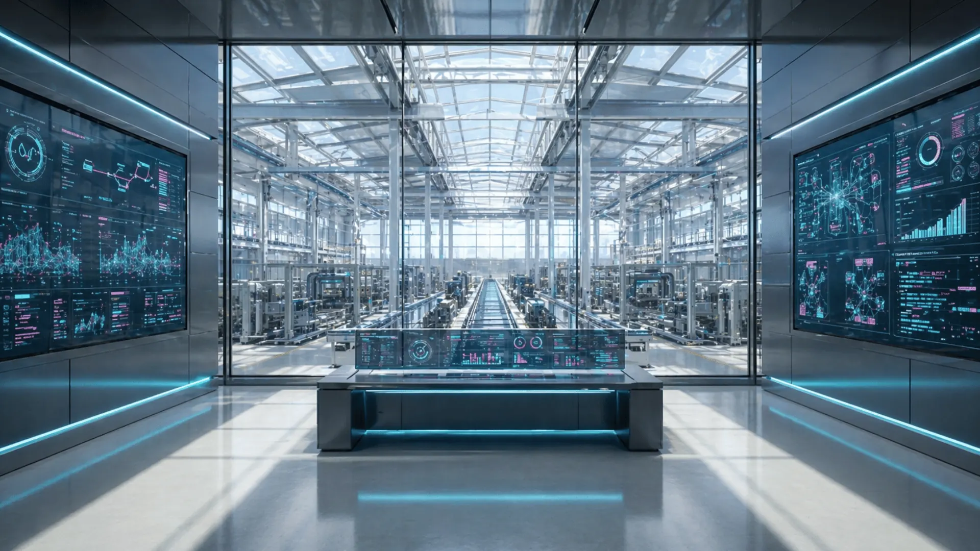 Research lab with abstract AI retrieval system interface